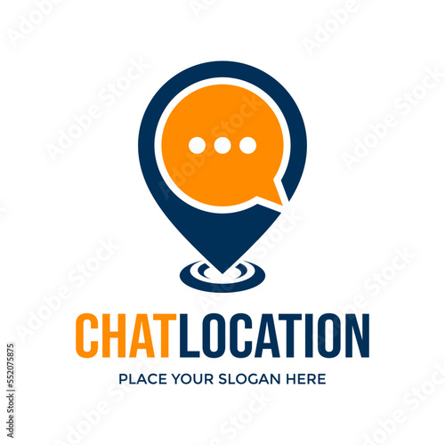 Chat Location Logo Vector. This logo is design use gps or pin and dialogue symbol. Suitable for business.