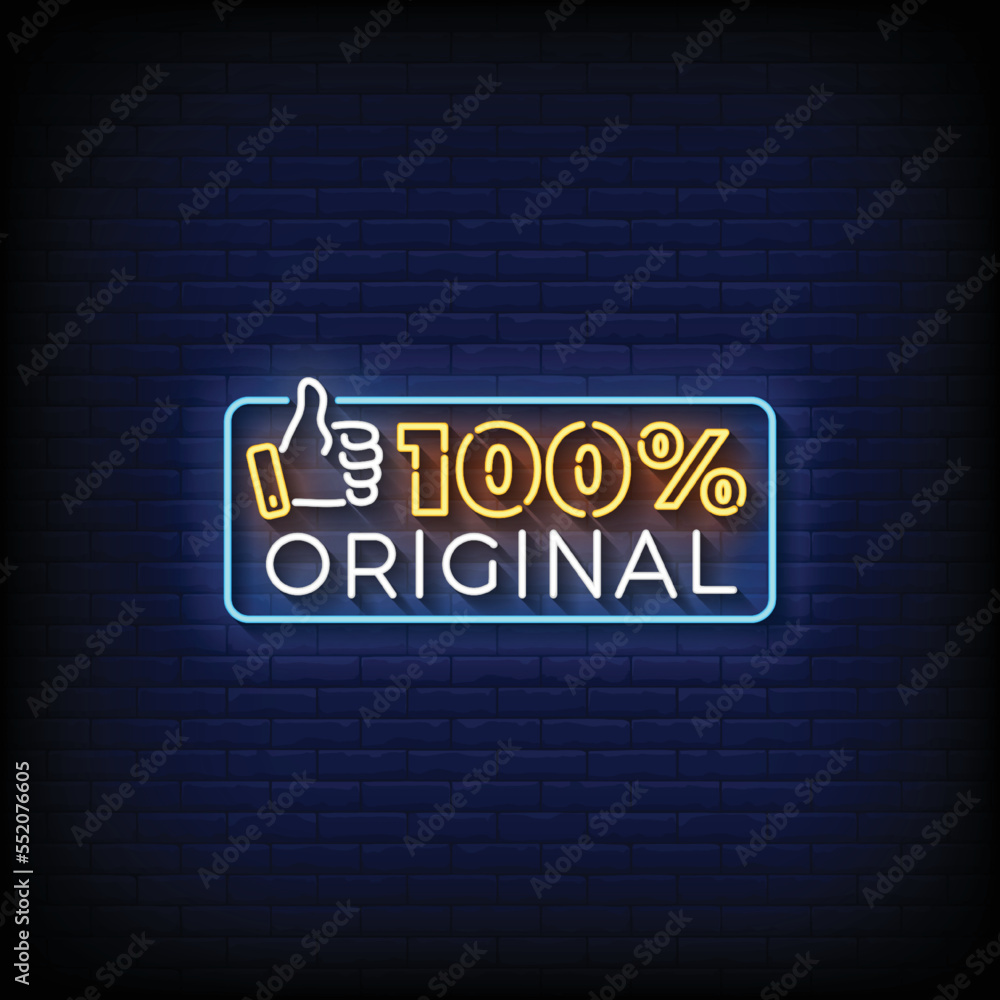 Fototapeta premium neon sign original with brick wall background vector illustration