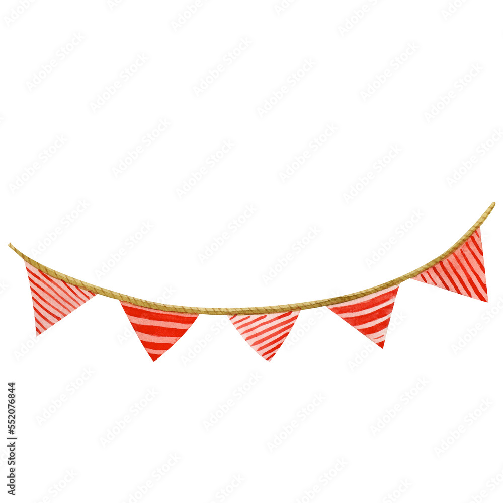 Fototapeta premium Watercolor usa independence fourth july day flag colors garland illustration