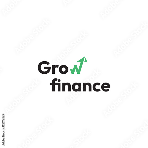 Financial growth logo design with w grow arrow and paper logo concept template