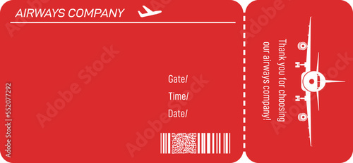 Plane ticket template. Boarding pass document layout