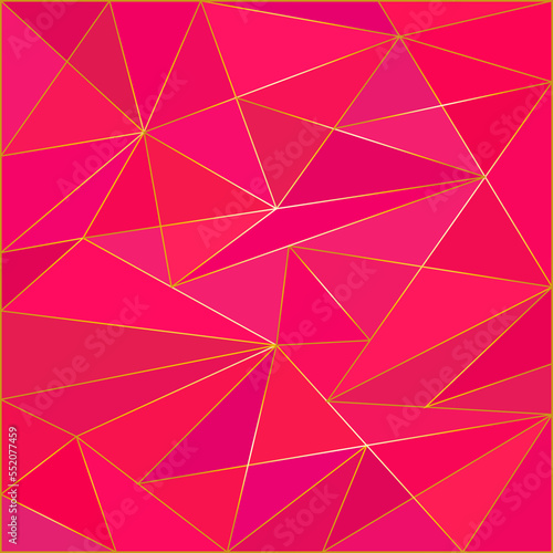Low polygonal pink colored square pattern with metal gradient