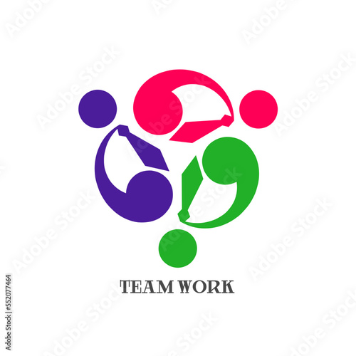 Diversity cooperation between people team,colleague bonding symbolic logo,color vector design.