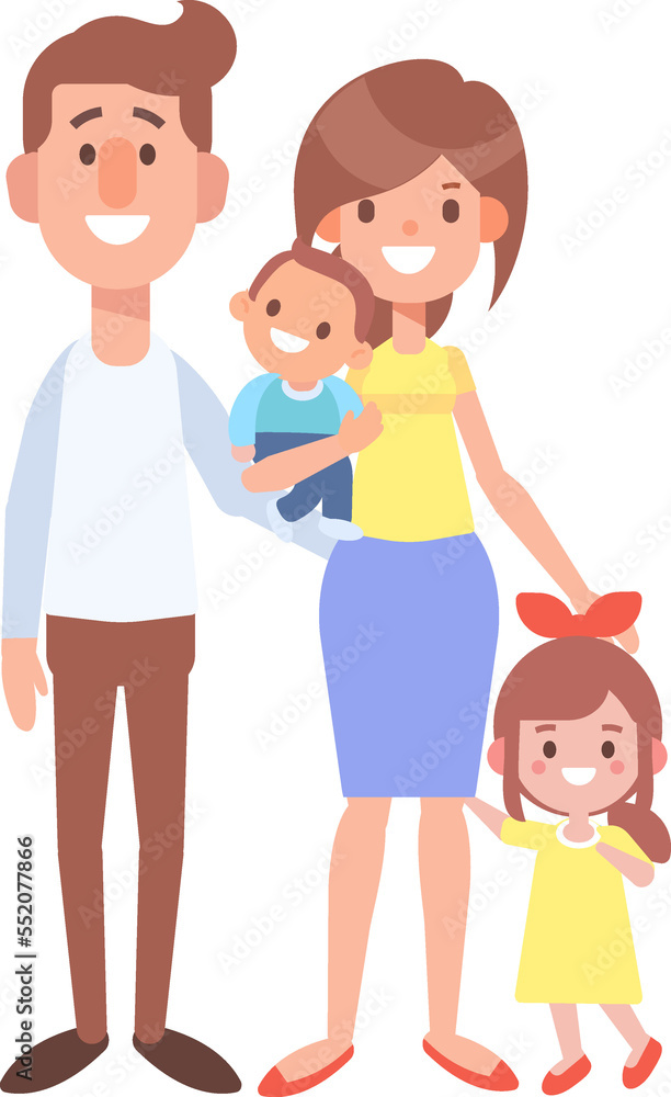 couple family together cartoon style