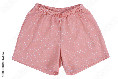 women's pink cotton shorts with elastic band , isolated on a white background