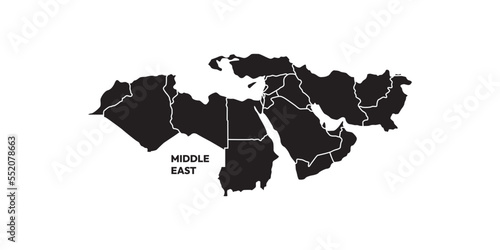 Map middle east silhouette vector background illustration