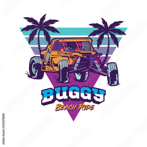 Buggy Extreme sport vector illustration in retro pop color, good for t shirt design, shop, rental and championship event logo