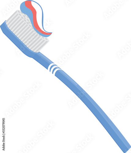 Tooth brushing icon. Toothpaste on toothbrush cartoon icon