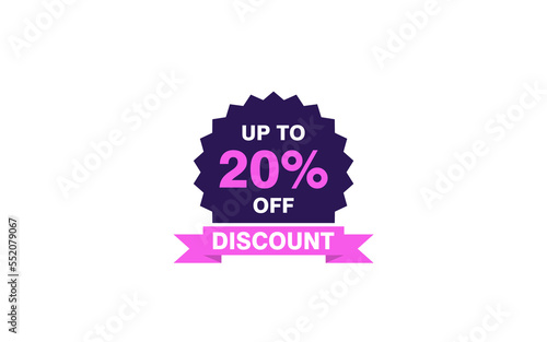 20 Percent discount offer, clearance, promotion banner layout with sticker style.