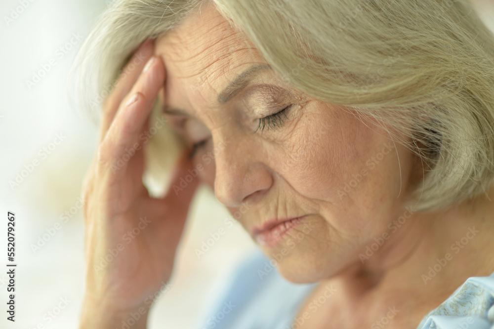 Close up portrait of sick old nice woman Close up portrait of sick old nice woman