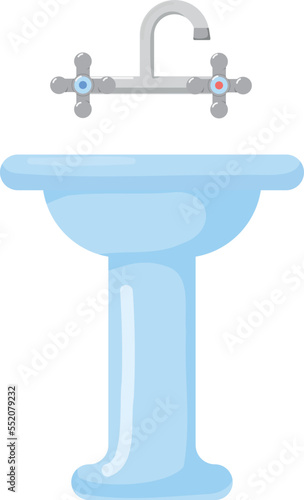 Bathroom sink icon. Cartoon white ceramic furniture