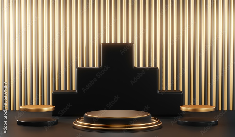 3D rendering of blank product background for cream cosmetics Modern black podium background 3D rendering of blank product background for cream cosmetics Modern black podium background