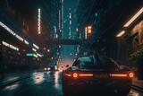 car in night city fictitious generative AI artwork