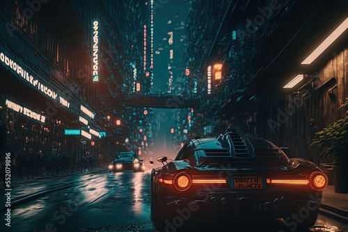 car in night city fictitious generative AI artwork © Ecleposs