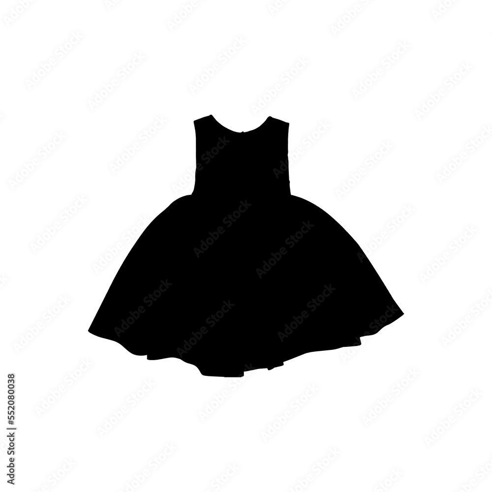 Woman dress icon. Simple style wedding dress rent poster background symbol. Woman dress brand logo design element. Woman dress t-shirt printing. vector for sticker.