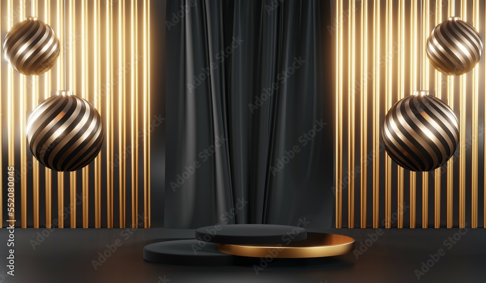 3D rendering of blank product background for cream cosmetics Modern black podium background 3D rendering of blank product background for cream cosmetics Modern black podium background