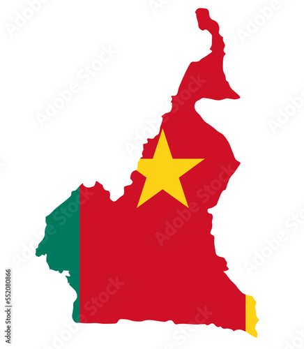 Cameroon map with flag african cartography