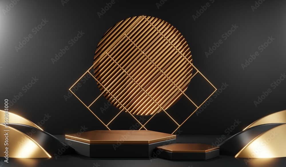 3D rendering of blank product background for cream cosmetics Modern black podium background 3D rendering of blank product background for cream cosmetics Modern black podium background