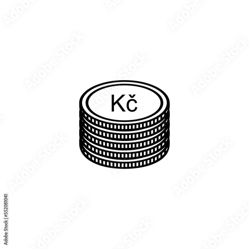 Czech Currency Icon Symbol, Czech Koruna, CZK Sign. Vector Illustration