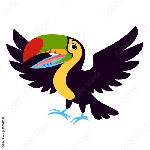 Vector Cute Cartoon Exotic Toucan Illustration Isolated