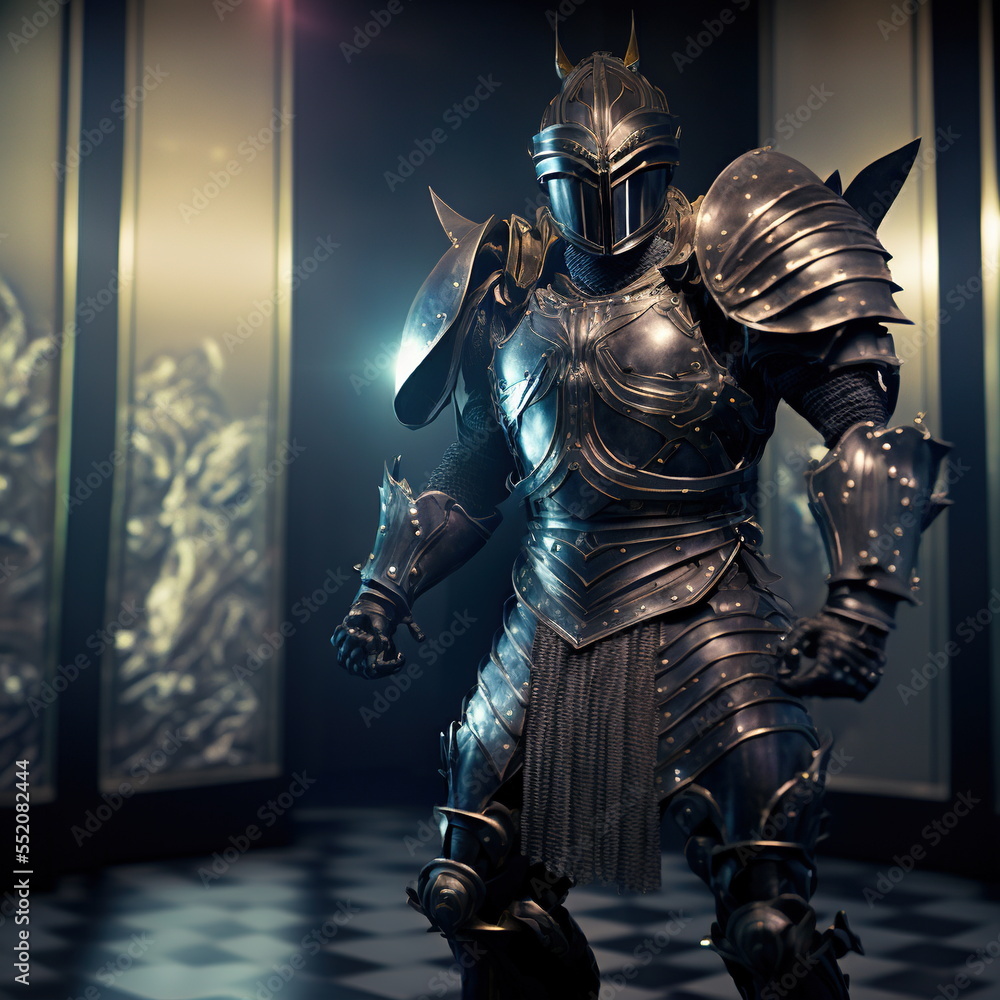 Armored knight fictitious generative AI artwork that doesn't exist in real life.
