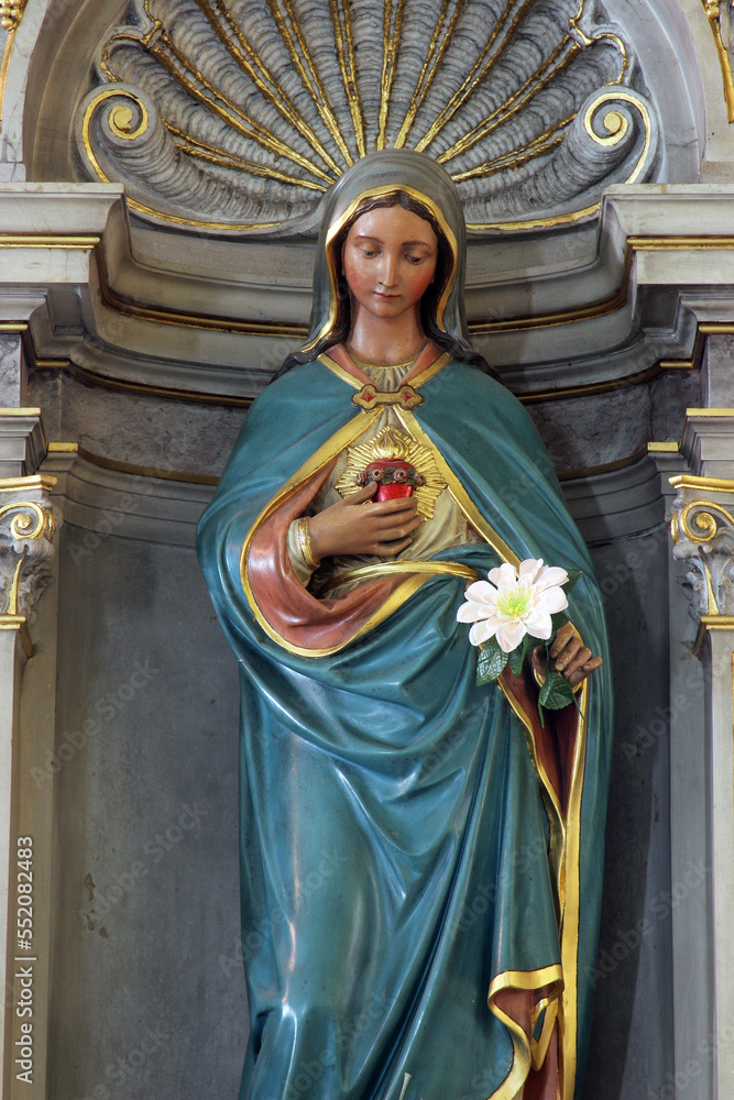 Obraz premium Altar of the Immaculate Heart of Mary in the parish church of the Holy Trinity in Karlovac, Croatia