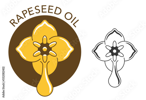Rapeseed or Canola oil icon for food or biofuel