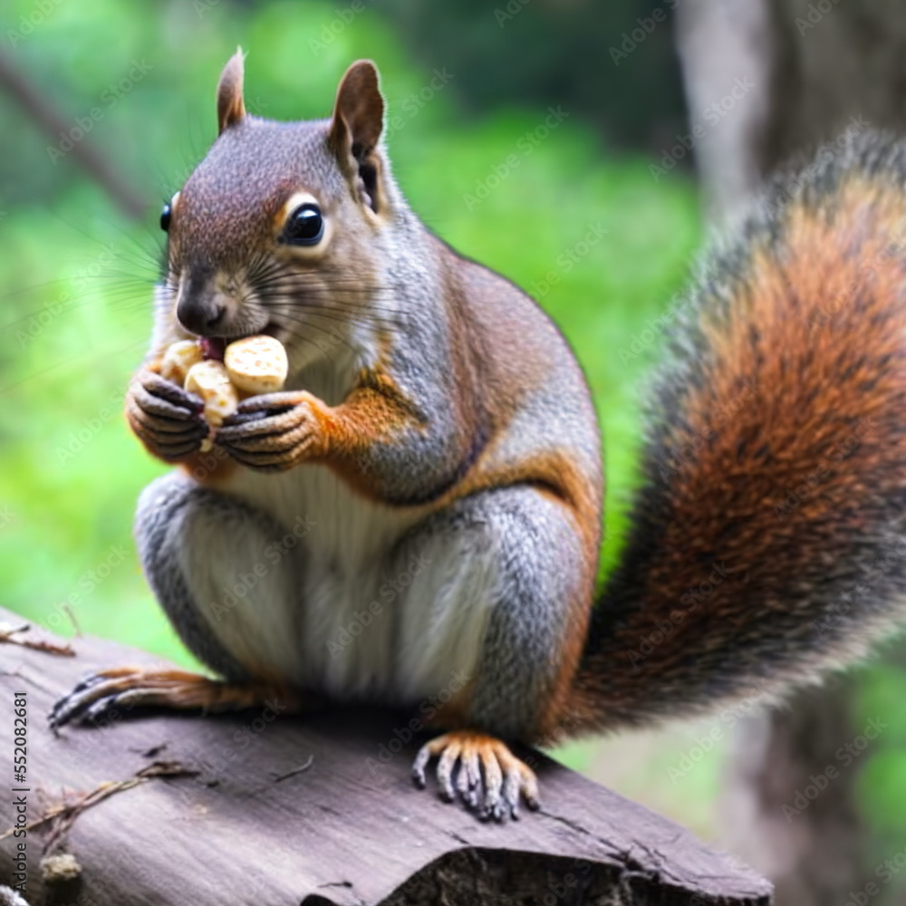 Fototapeta premium Squirrel fictitious generative AI artwork that doesn't exist in real life. 