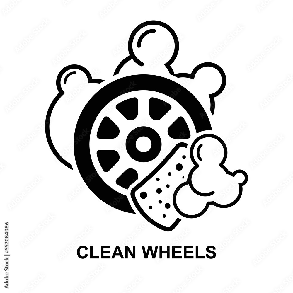 clean wheels icon isolated on white background vector illustration. clean wheels icon isolated on white background vector illustration.