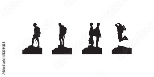 Backpacker Hiking Silhouettes logo vector design illustration