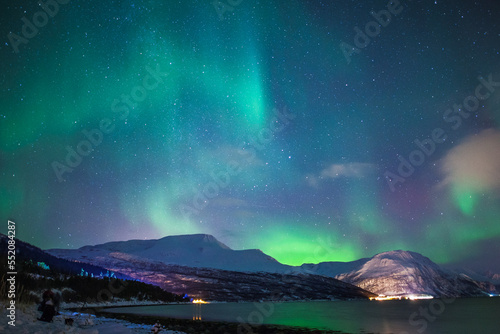 aurora borealis over the mountains