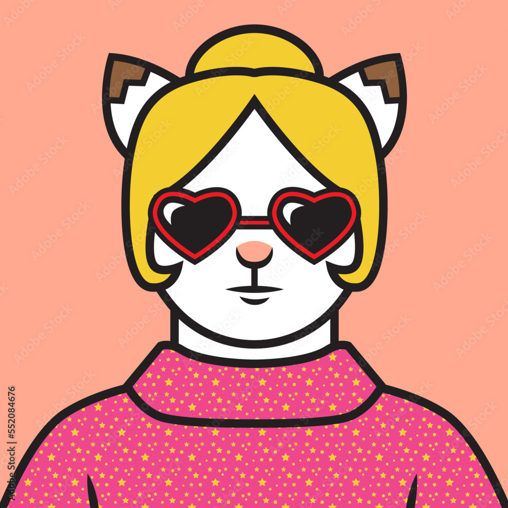 Sylvia cool millennial avatar cat character Sylvia cool millennial avatar cat character