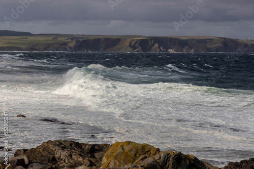 Obraz na płótnie storm on the north east coast of Scotland, near Rosehearty w salonie
