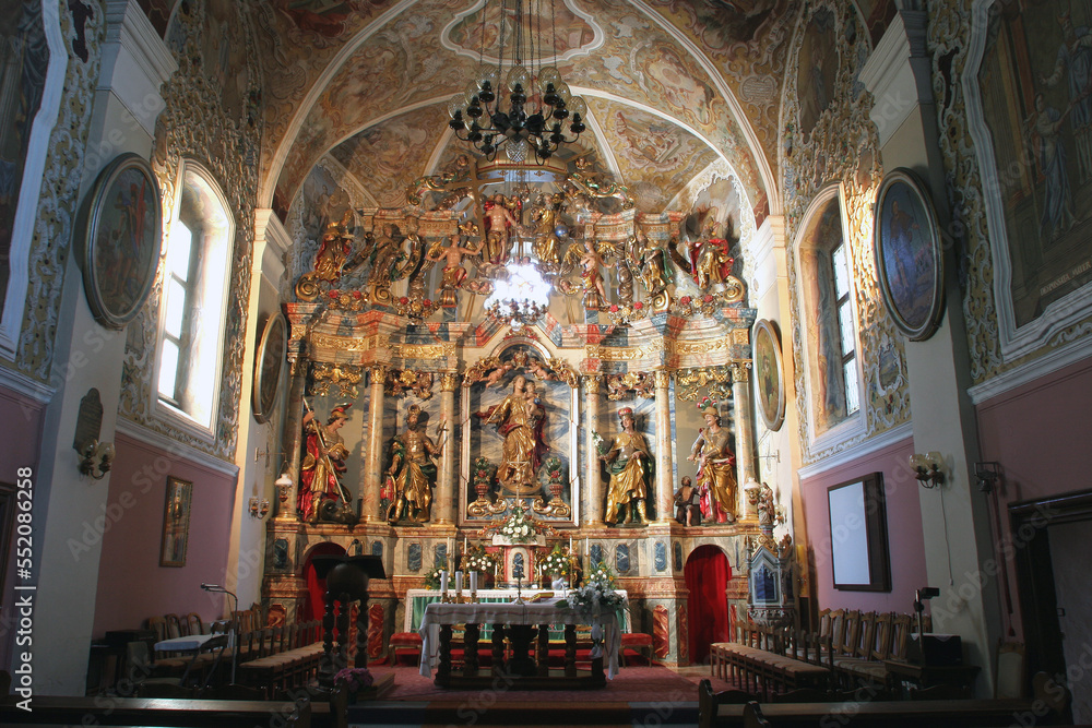 The main altar in the parish church of Our Lady of Snow in Kutina, Croatia