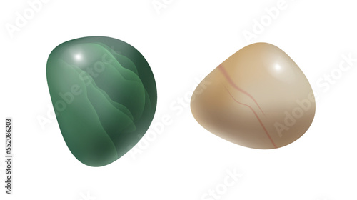 Set of Semi-precious gemstones. Realistic 3d vector minerals isolated on white background