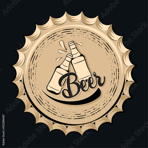 Vintage beer bottles with foam poster Vector illustration