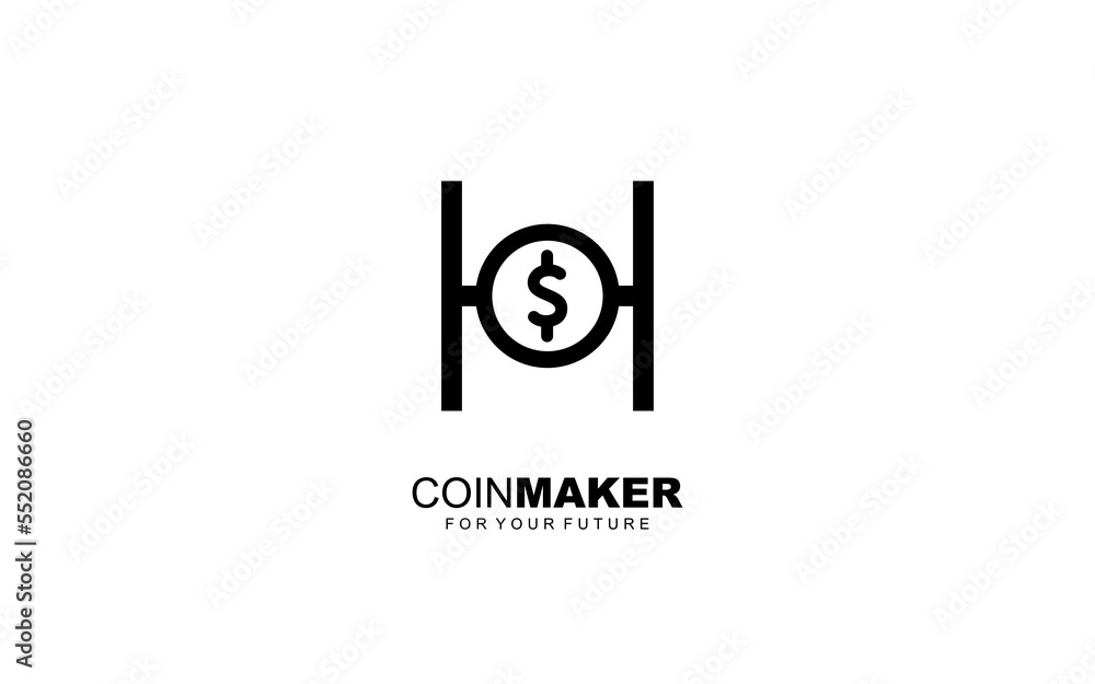 H logo COIN for identity. MONEY template vector illustration for your brand.
