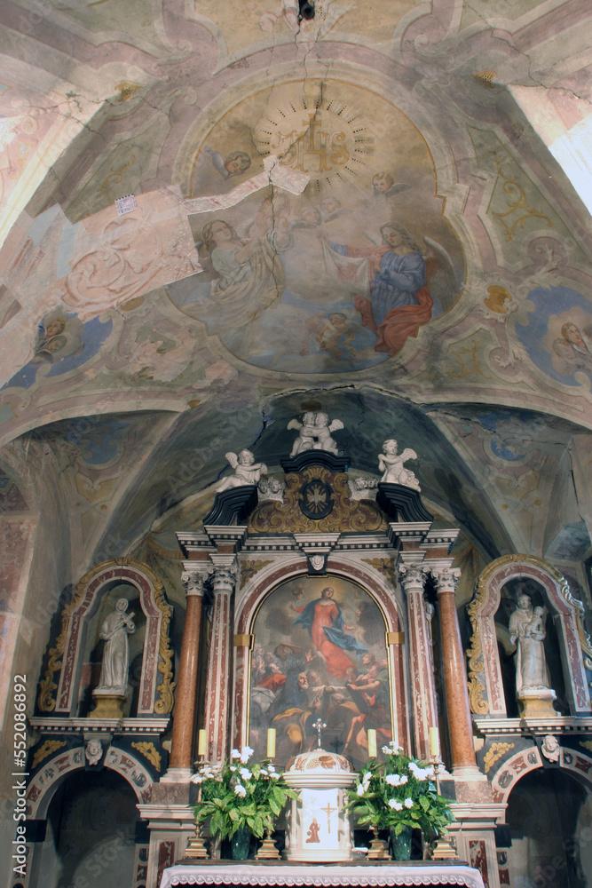 The main altar in the church of the Blessed Virgin Mary in Jastrebarsko, Croatia