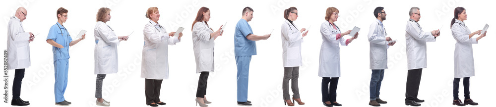 group of doctors with clipboard isolated on white group of doctors with clipboard isolated on white
