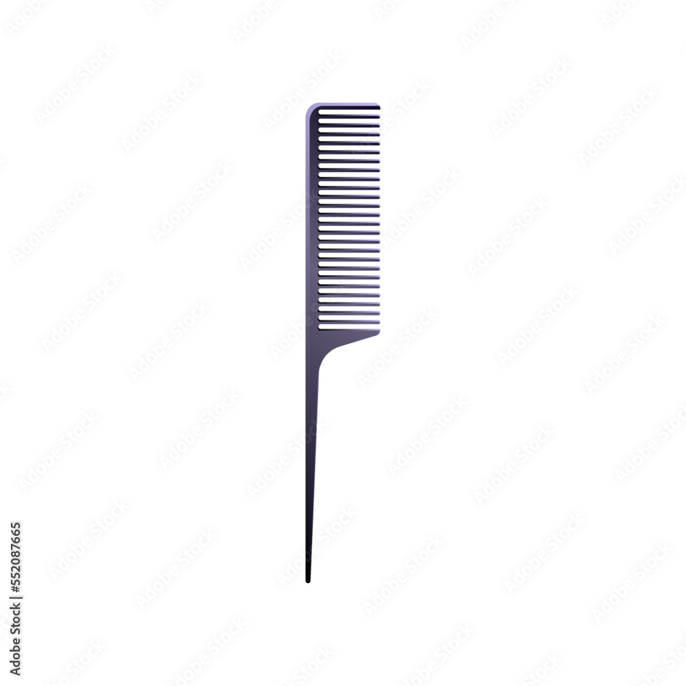 Black rat-tailed hair comb. Vector illustration comb for hair care. Cartoon grooming equipment of hairdresser isolated on white background. Barbershop, beauty concept Black rat-tailed hair comb. Vector illustration comb for hair care. Cartoon grooming equipment of hairdresser isolated on white background. Barbershop, beauty concept