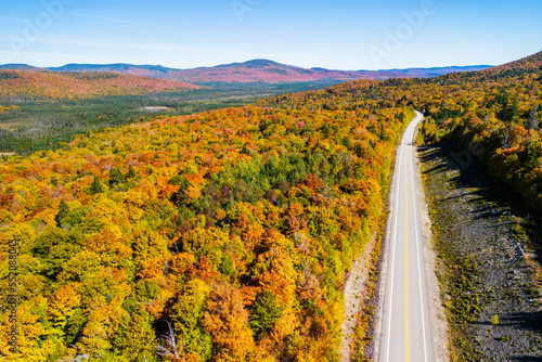 Canadian Autumn in Mont Tremblant National Park, aerial view 