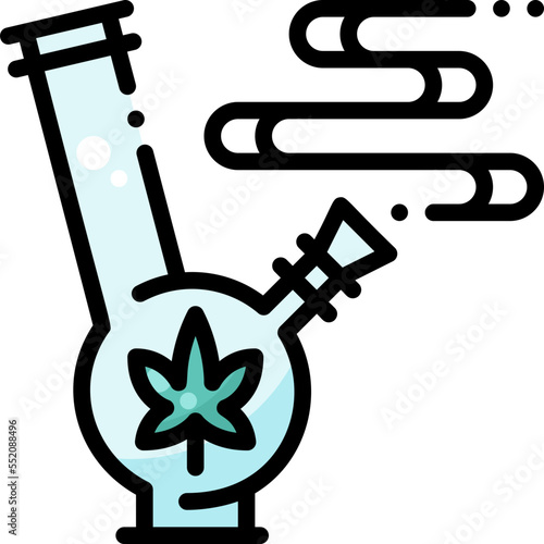 Cannabis Bong drug marijuana tobacco cannabinoids herb herbal  filled color line icon