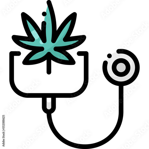 Cannabis Medical drug marijuana tobacco cannabinoids herb herbal  filled color line icon