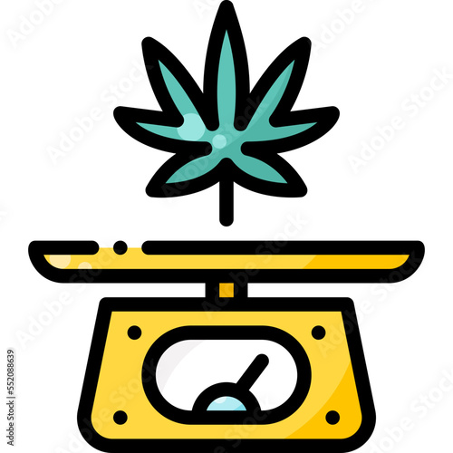 Cannabis Scale drug marijuana tobacco cannabinoids herb herbal  filled color line icon
