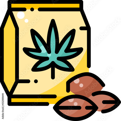 Cannabis Seeds drug marijuana tobacco cannabinoids herb herbal  filled color line icon