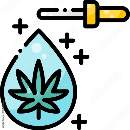 Cannabis Serum drug marijuana tobacco cannabinoids herb herbal  filled color line icon