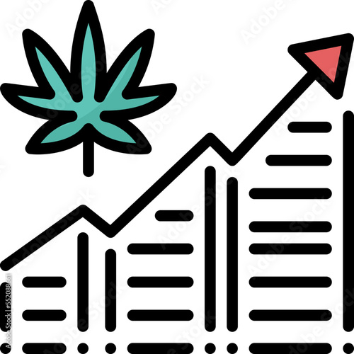 Cannabis Stock Market drug marijuana tobacco cannabinoids herb herbal  filled color line icon