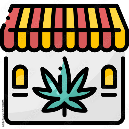 Cannabis Store drug marijuana tobacco cannabinoids herb herbal  filled color line icon