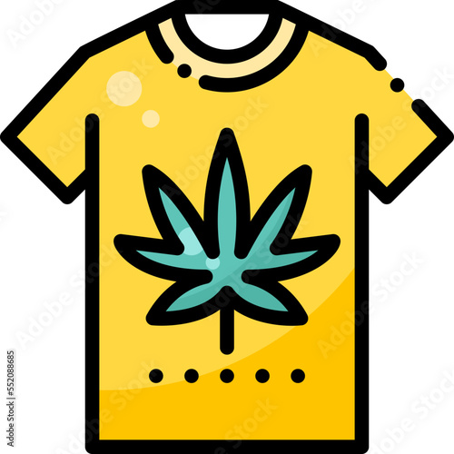 Cannabis T Shirt drug marijuana tobacco cannabinoids herb herbal  filled color line icon