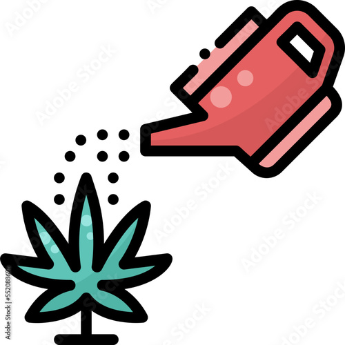 Cannabis Watering drug marijuana tobacco cannabinoids herb herbal  filled color line icon